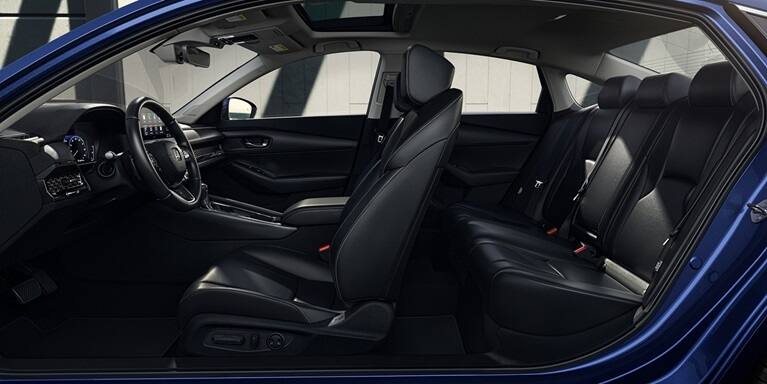 2026 Honda Accord Balck interior  profile view of front and rear seats.